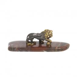 Лев из бронзы на яшме 7х2х3 см