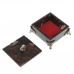 Шкатулка &amp;quot;Певчая птица&amp;quot; камень обсидиан коричневый 9х9х7,5 см