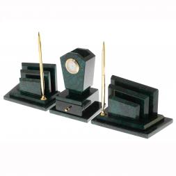 Настольный набор &amp;quot;Бюрократ&amp;quot; с часами из змеевика