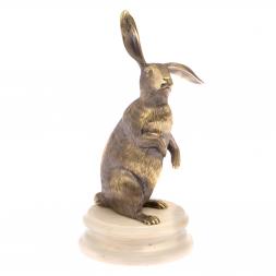 Статуэтка &amp;quot;Кролик&amp;quot; из бронзы на подставке из мрамора