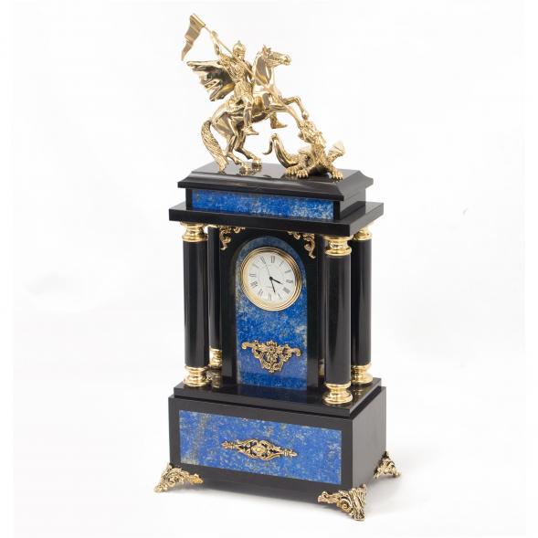 Часы &amp;quot;Георгий Победоносец&amp;quot; большие лазурит бронза 116628