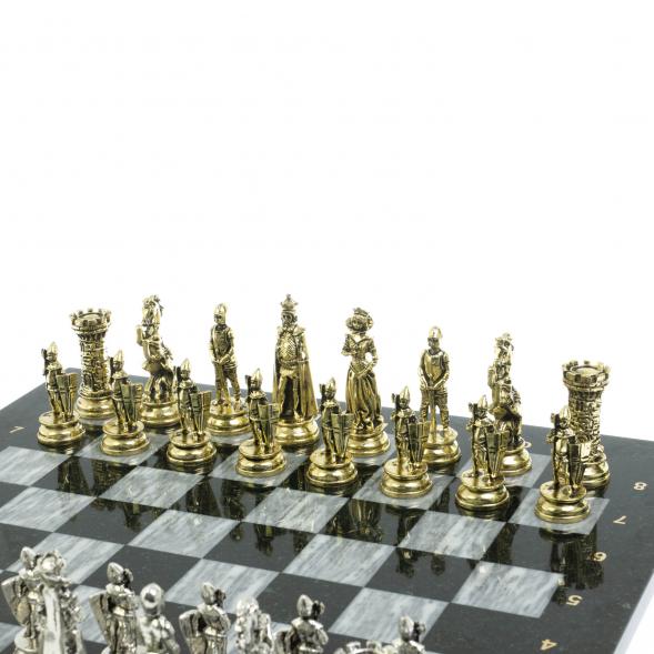 Шахматы &amp;quot;Средневековые рыцари&amp;quot; доска серый мрамор 44х44 см 128461