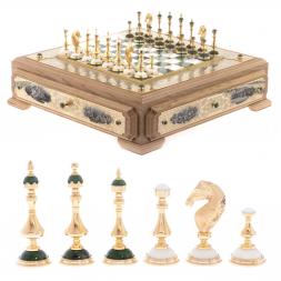 Шахматы ларец &amp;quot;Баталия&amp;quot; камень нефрит мрамор Златоуст