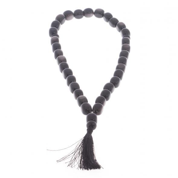 Четки из обсидиана с иризацией 33 бусины овал 122085