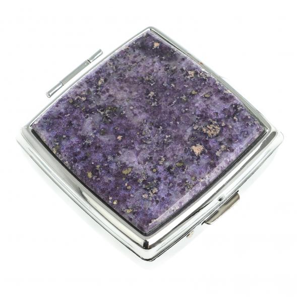 Таблетница на 2 отсека фиолетовый флюорит цвет серебро 123354