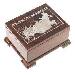 Шкатулка из обсидиана &amp;quot;Карта РФ&amp;quot; 15х13х8 см