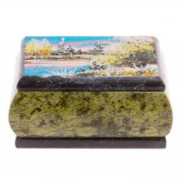 Шкатулка змеевик рисунок Весна 10х8х5 см