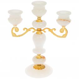 Подсвечник из белого оникса 20,5х10х24 см