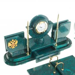 Настольный набор с символикой России из змеевика