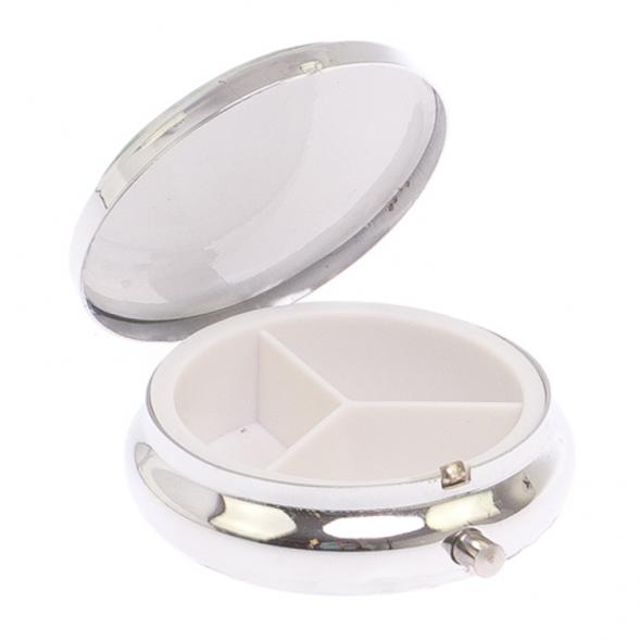 Таблетница на 3 отсека камень лиственит цвет серебро 125531