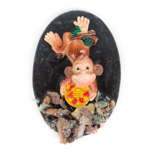 Магнит &amp;quot;Обезьянка на ветке с монетой &amp;quot;Удачи&amp;quot; змеевик 116829