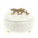 Шкатулка круглая &amp;quot;Гепард&amp;quot; из белого мрамора 15х15х12 см 127680