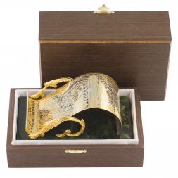 Подставка для телефона "Герб России" камень нефрит в подарочной коробке Златоуст