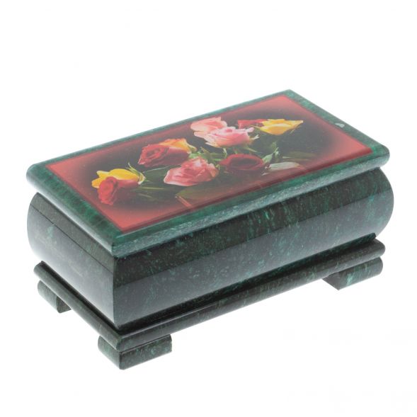 Шкатулка &amp;quot;Букет роз&amp;quot; из змеевика 16х8х7,5 см 129126