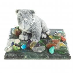 Сувенир фигурка "Тигрёнок" из змеевика и мрамолита 6х6х4 см