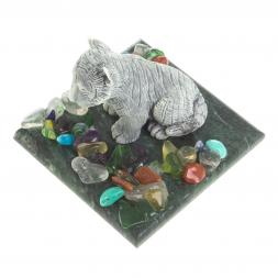 Сувенир фигурка "Тигрёнок" из змеевика и мрамолита 6х6х4 см