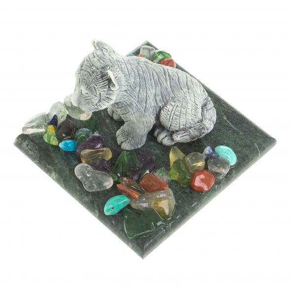 Сувенир фигурка &amp;quot;Тигрёнок&amp;quot; из змеевика и мрамолита 6х6х4 см 122710