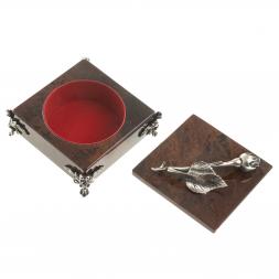 Шкатулка &amp;quot;Роза&amp;quot; камень обсидиан бронза 11х11х6 см