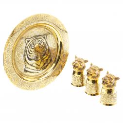 Подарочный набор "Тигр" тарелка и 3 стопки перевертыша Златоуст