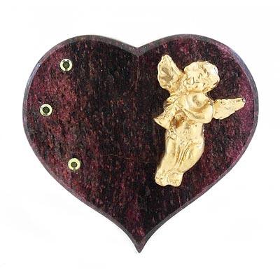 Магнит &amp;quot;Сердце с ангелом&amp;quot; камень змеевик 113826