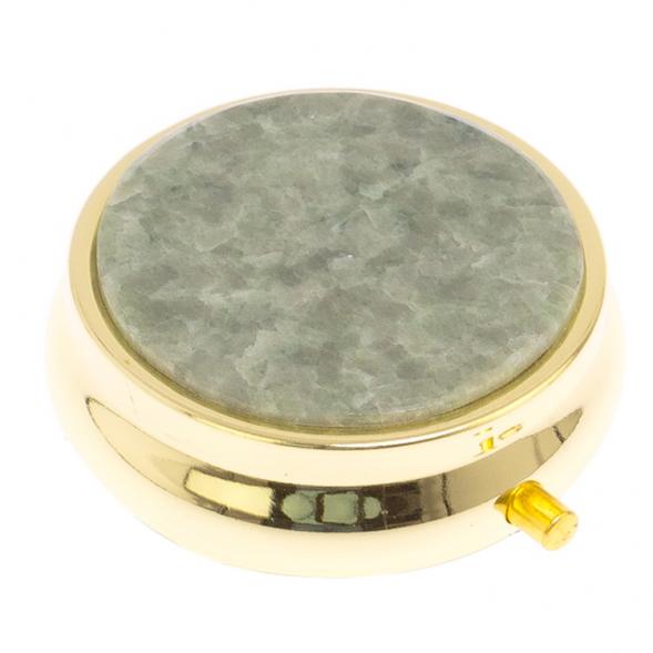 Таблетница на 3 отсека камень жадеит цвет золото 125532