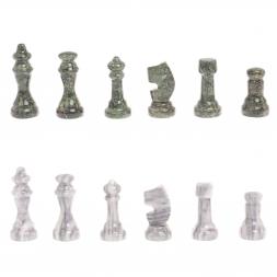 Шахматы с гравировкой &amp;quot;Турнирные&amp;quot; доска 36х36 см серый мрамор змеевик