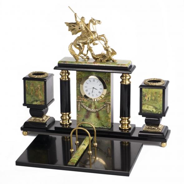 Настольный набор &amp;quot;Георгий Победоносец&amp;quot; из офиокальцита 119243