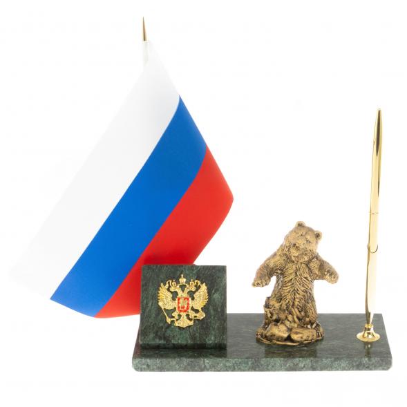 Флагшток с ручкой &amp;quot;Медведь рычащий&amp;quot; из змеевика 129631