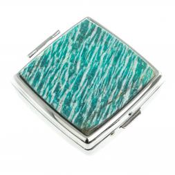 Таблетница на 2 отсека камень амазонит цвет серебро