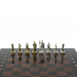 Шахматный набор &amp;quot;Римляне&amp;quot; доска 28х28 см змеевик, лемезит фигуры цвет золото-серебро