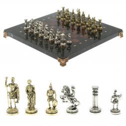 Шахматный набор &amp;quot;Римляне&amp;quot; доска 28х28 см змеевик, лемезит фигуры цвет золото-серебро