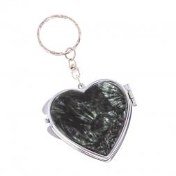 Складное зеркало брелок из серафинита сердце