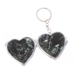 Складное зеркало брелок из серафинита сердце