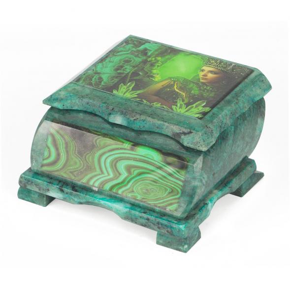 Шкатулка Хозяйка медной горы с иллюстрацией под малахит н1 13х10х7,5 см 118772