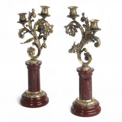 Канделябры из яшмы и бронзы 3 свечи