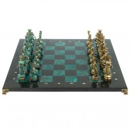 Шахматы &amp;quot;Древний Рим&amp;quot; фигуры бронза / патина 44х44 см змеевик