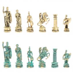 Шахматы &amp;quot;Древний Рим&amp;quot; фигуры бронза / патина 44х44 см змеевик