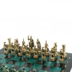 Шахматы &amp;quot;Древний Рим&amp;quot; фигуры бронза / патина 44х44 см змеевик