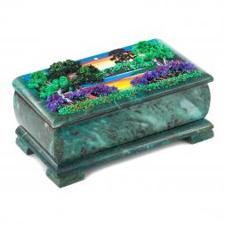 Шкатулка "Летний пейзаж" змеевик 18х9х7 см