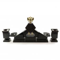 Письменный набор &amp;quot;Гербовый&amp;quot; из яшмы с настольным ковриком