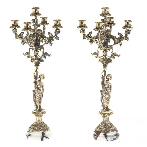 Канделябры &amp;quot;Диана&amp;quot; 10 свечей бронза мрамор (пара) 122712