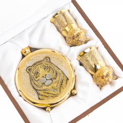 Подарочный набор "Тигр" фляжка и 2 стопки перевертыша Златоуст