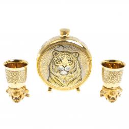 Подарочный набор "Тигр" фляжка и 2 стопки перевертыша Златоуст