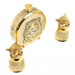 Подарочный набор "Тигр" фляжка и 2 стопки перевертыша Златоуст