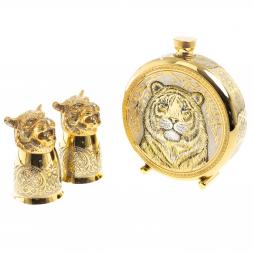 Подарочный набор "Тигр" фляжка и 2 стопки перевертыша Златоуст