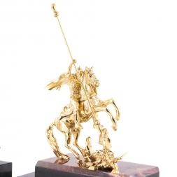 Каминные часы с подсвечниками &amp;quot;Святой Георгий&amp;quot; камень яшма бронза