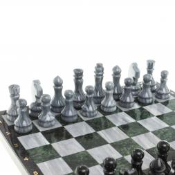 Настольная игра Шахматы Шашки Нарды 3 в 1 из камня мрамор змеевик