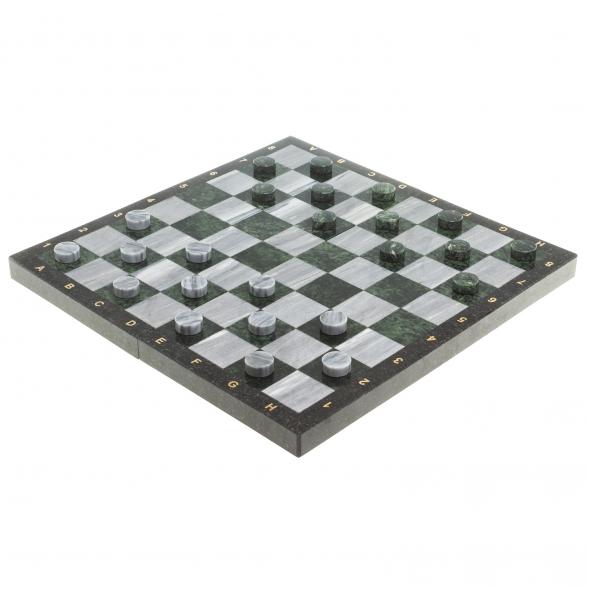 Настольная игра Шахматы Шашки Нарды 3 в 1 из камня мрамор змеевик 123806