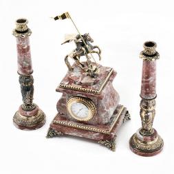 Часы с подсвечниками &amp;quot;Георгий Победоносец&amp;quot; бронза креноид