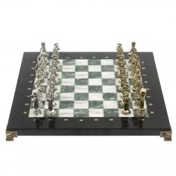 Шахматы подарочные "Афина" 32х32 см из змеевика и мрамора